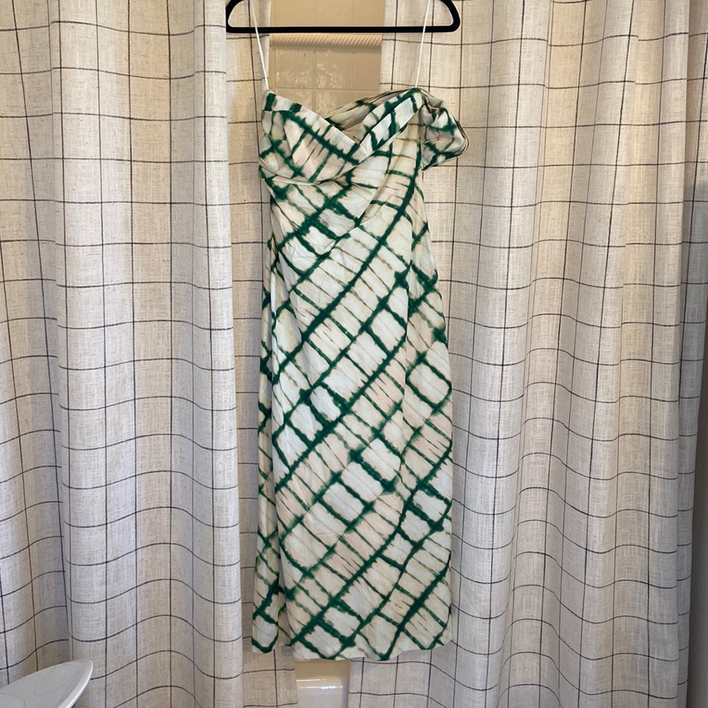 Zara NWT Green Tie-Dye Print Midi Dress